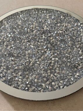 Silver Crystal Accent Wall Mirror - Decorative Round Wall Decor